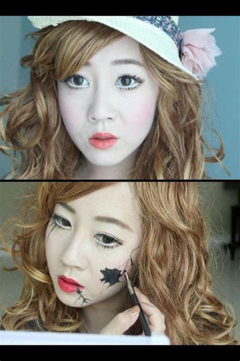 Porcelain And Broken Doll Puppet Halloween Makeup By