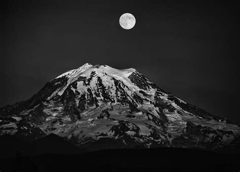 Find images of black moon. Full moon over Mt. Rainier in Black and White - ViewBug.com