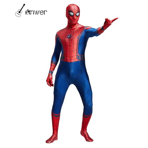3d spider man homecoming cosplay costume man spandex lycra spiderman zentai suit with mask