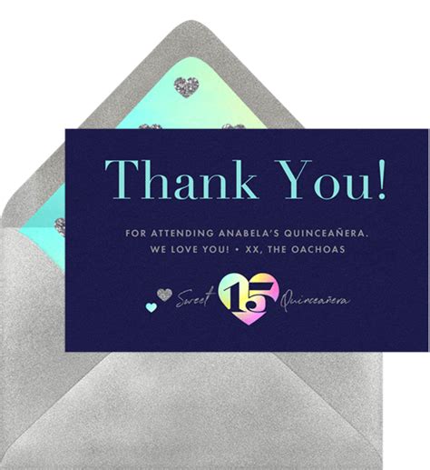 Sweetheart Quinceañera Thank You Notes