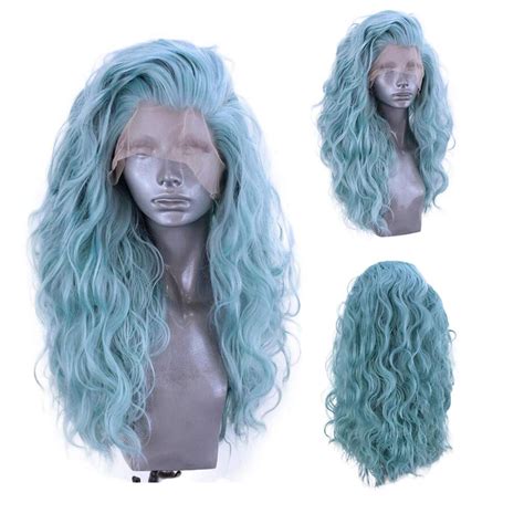 Womens Long Blue Wavy Mermaid Wigs Adult Mermaid Costume Mermaid Wig