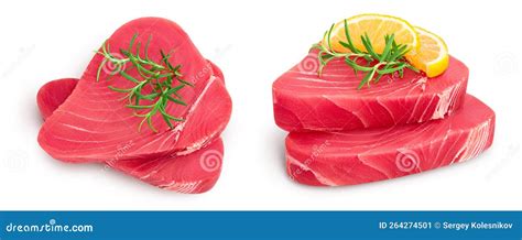 Fresh Tuna Fish Fillet Steak With Rosemary Lemon And Peppercorns