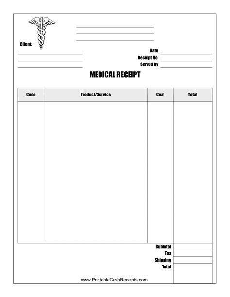 Medical Bill Receipt Format