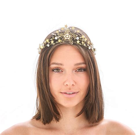 celestial wedding crown gold stars bridal headpiece with a etsy
