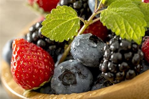 Strawberries Blackberries And Blueberries Close Up Stock Photo Image