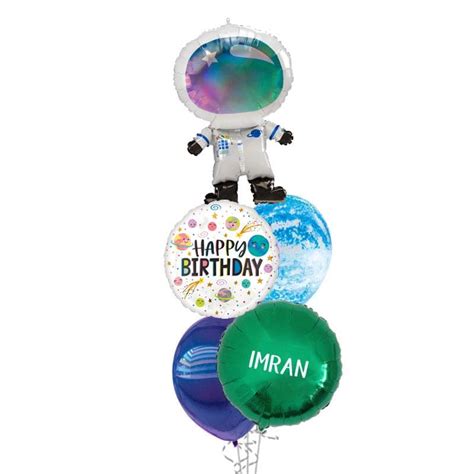 Astronaut Galaxy Birthday Balloon Bouquet Custom Name