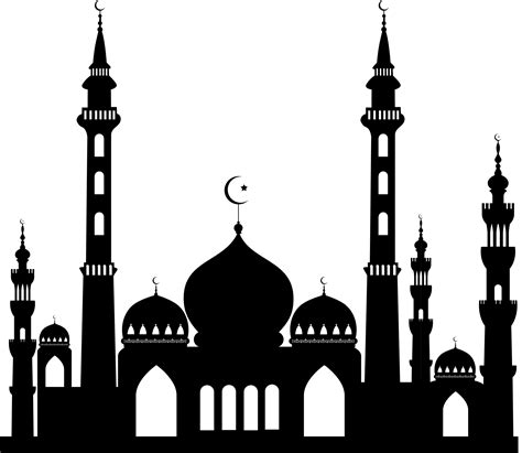 Beautiful Eid And Ramadan Kareem Masjid Vector With Gradient Eid Al