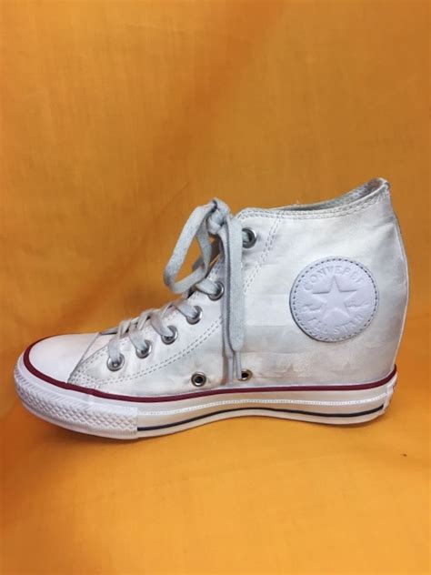 Womens White Converse Size 7 Wedge Heel Limited Edition American Flag