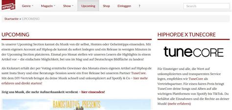 Tunecore Kooperiert Mit Hiphopde Recorded And Publishing Musikwoche