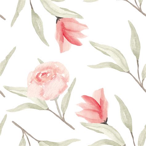 Hand Painted Watercolor Floral Seamless Pattern 1211732 Vector Art At