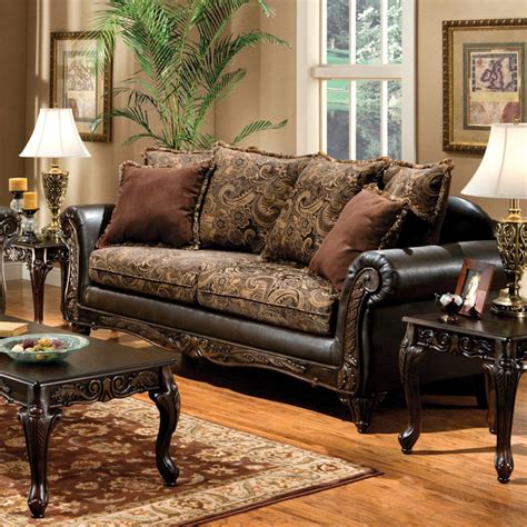 Furniture Of America Doria Fabric And Leatherette Sofa Set Floral