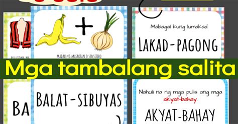 Four Different Posters With The Words Maga Tambalang Salita And Banana