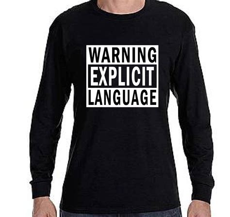 Warning Explicit Language Unisex T Shirt Short Sleeve Long Etsy
