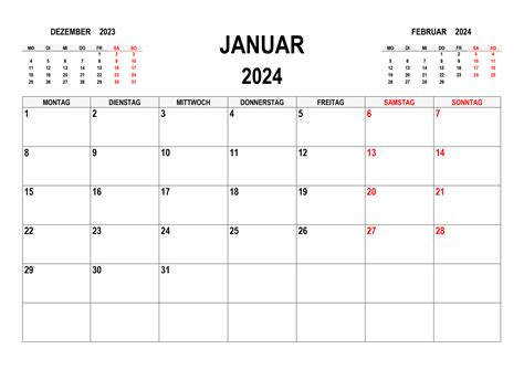 Kalender Januar 2024 Kalendersu