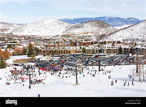Park City Winter Ski Resort Utah Looking Down Into The Valley And Ski
