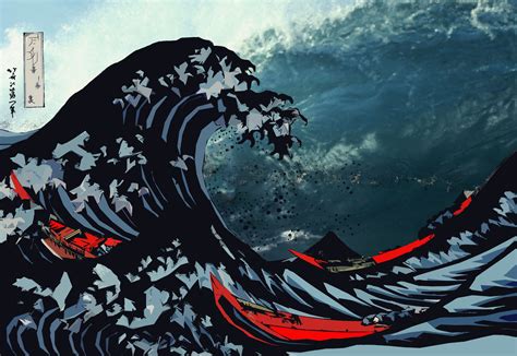 Hokusais Big Wave Of Kamakura By Gaijin Kenjutsu Iphone Wallpaper