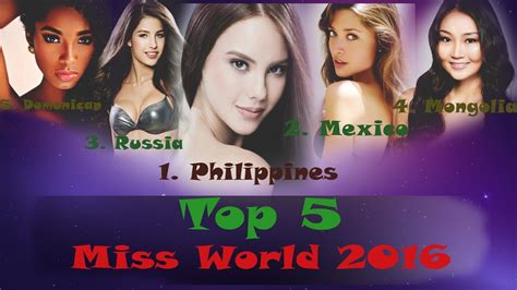 Top 5 Miss World 2016 6th Hot Picks Best New Youtube
