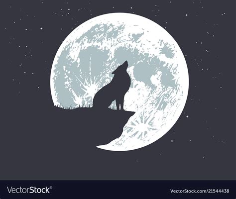 Lonely Wolf Howling To Full Moon Royalty Free Vector Image