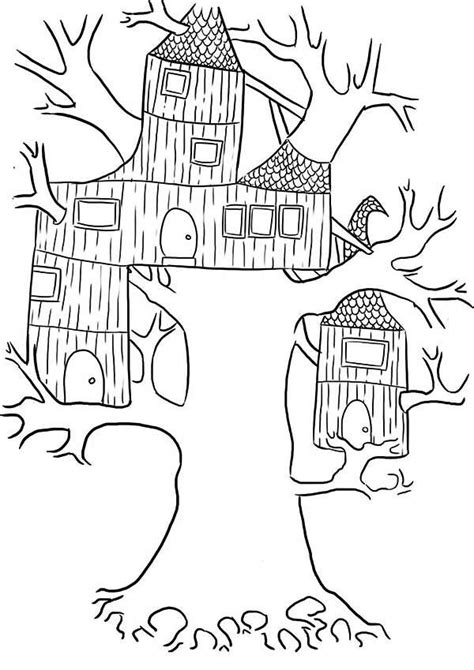 Line art design for antistress colouring book in. Wierd Treehouse Coloring Page : Color Luna