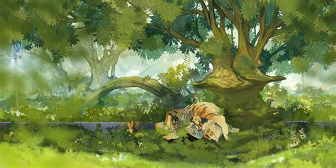 Wallpaper Painting Forest Illustration Anime Jungle Mythology