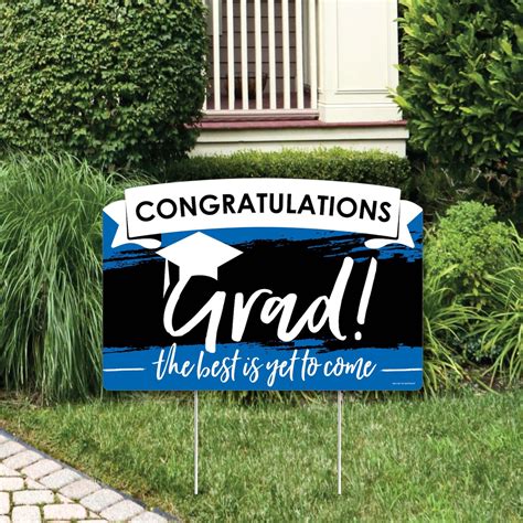 Big Dot Of Happiness Blue Graduation Party Yard Sign Lawn Decorations