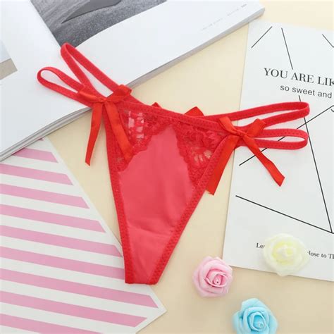 Buy 2019 Sexy Bow Lace Bandage G String Women Thongs Panties Intimates