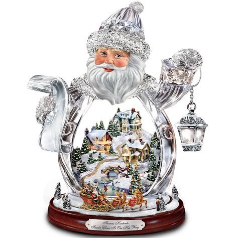 Thomas Kinkade Santa Claus Tabletop Crystal Figurine Santa Claus Is On