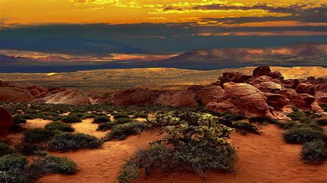 Desert Nevada United States Sunset Clouds Landscape Hd Wallpaper