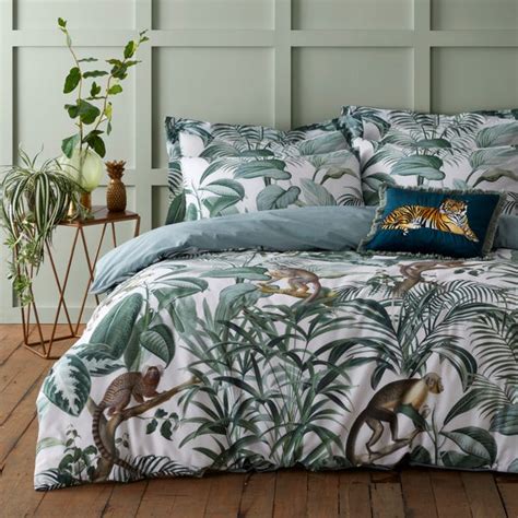 Jungle Green 100 Cotton Reversible Duvet Cover And Pillowcase Set Dunelm