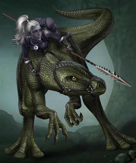 Lizard Rider By Goatlord51 Warhammer Dark Elves Dark Elf Lizard