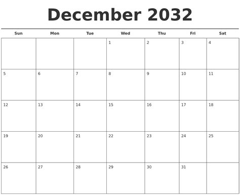 November 2032 Calendar Printable