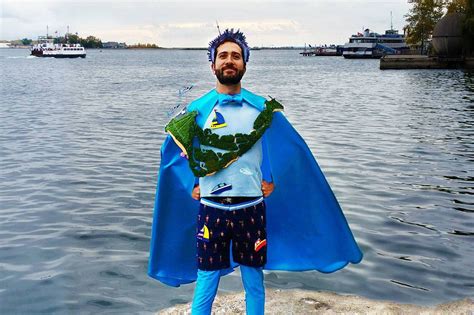 Someone Dressed Up As The Flooded Toronto Islands For Halloween