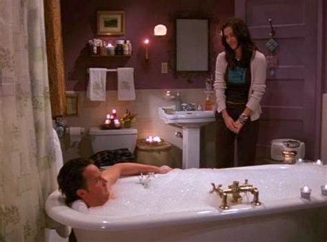 25 Things You Didn T Know About The Sets On Friends Friends Apartment Purple Bathrooms