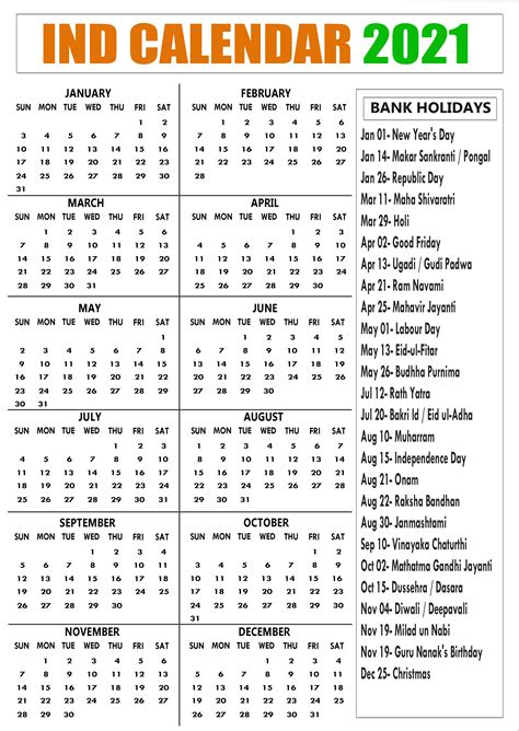 2021 Calendar With India Bank Holidays In 2021 2021 Calendar Holiday