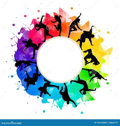 Dancer Llustration Silhouettes Of Expressive Dance Colorful Group Of