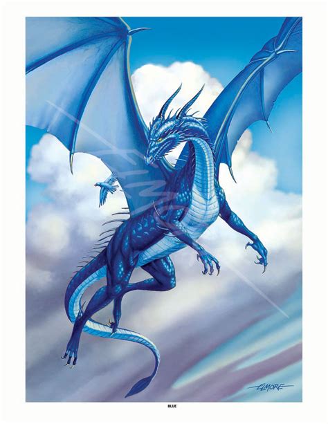 Larry Elmore Blue Dragon Dragón azul Obras de arte de dragón Arte de dragón