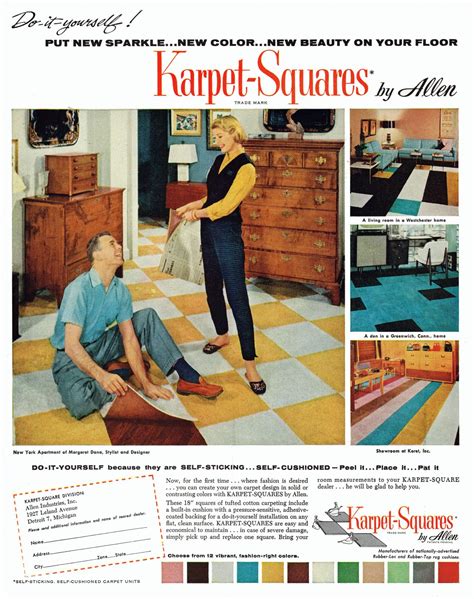 1956 Karpet Squares ad | Remarkably Retro | Vintage floor, Retro ...