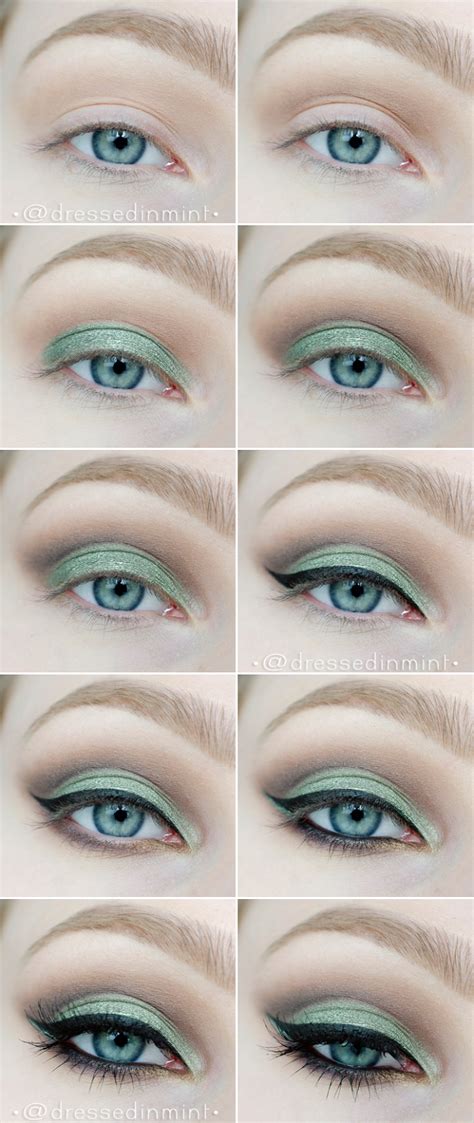 Dressed In Mint Make Up Green Cut Crease Step By Step