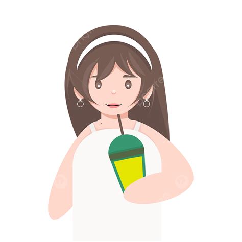 Ilustrasi Gadis Minum Vektor Gadis Vektor Minum Png Dan Vektor Dengan Background Transparan