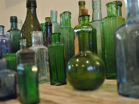 Antique Small Dark Green Glass Bottle Round Unmarked