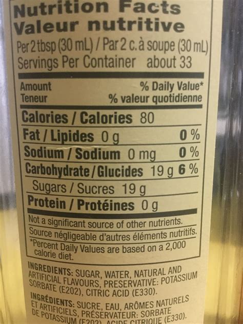 Starbucks Flavored Syrup Nutrition Facts Nutrition Ftempo