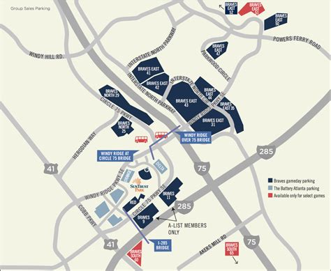 Official Parking Map Of Braves Stadium Many Lots Over 1 Mile Atlanta