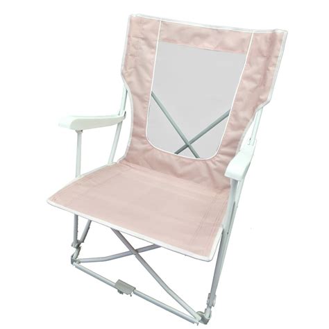 Mainstays Folding Beach Chair With Arms Pink