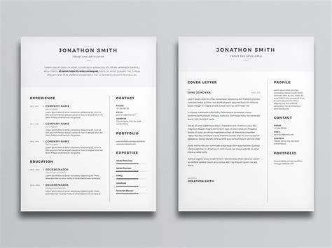 Free Clean And Minimal Resume Cv Template With Cover Letter In Photosh