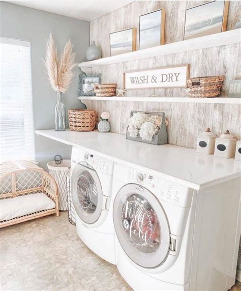Laundry Room With Light Blue And Beige Decor Soul And Lane