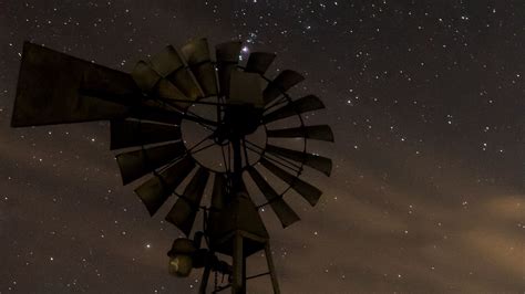 Wallpaper Windmill Structure Starry Sky Night Hd Picture Image