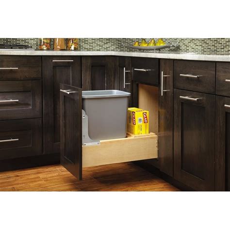 Rev A Shelf 4WCBM 15DM 1 35 Quart Wood Bottom Mount Single Trash Pull