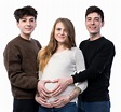Young Pregnant Woman Posing With Two Young Man Stock Image - Image of ...