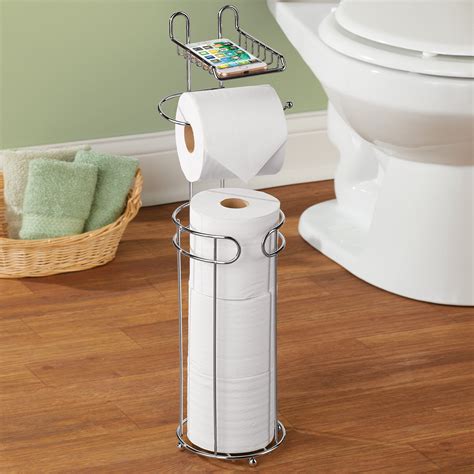 Chrome Finish Toilet Paper And Cell Phone Holder With Toilet Paper Roll