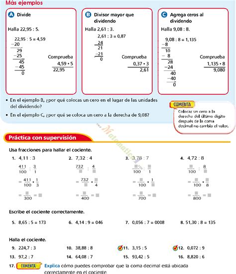 Division De Numeros Decimales Ejemplos Resueltos De Primaria Pdf